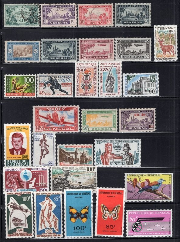 Senegal + Niger older to 1960's Selection Mint Used 44 Stamps With Better CV$115
