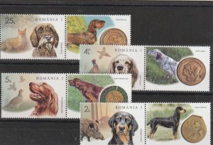 Romania STAMPS 2024 HUNTING DOGS POST MNH SET LABELS FOX BOAR DUCKS