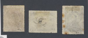 3x Newfoundland Rouletted Stamps; #37-1c #39-3c #40-5c Guide Value = $80.00