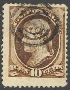 USA Sc# 150 Used 1870 10c brown Thomas Jefferson (Target Cancel)