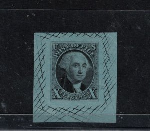 USA #2P1b Extra Fine Large Die Proof On Blue Bond Paper With Cross Hatching