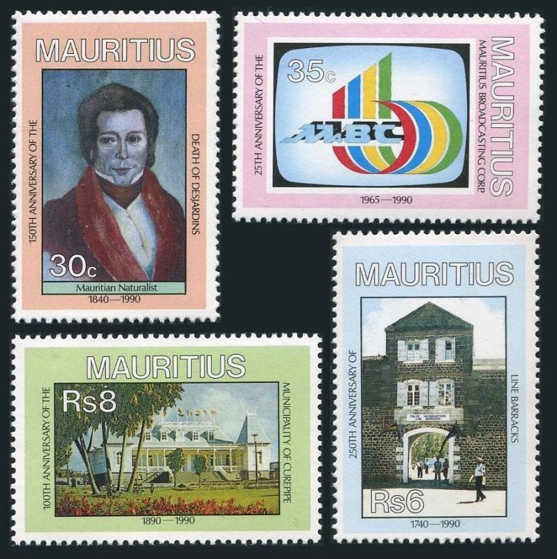 Mauritius 725-728,MNH.Mi 706-709. Events 1990.Mauritian Television,Deajardins,