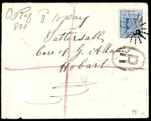 New South Wales 1901 Reg cover to Hobart franked 2½d, 518 starburst cancel, 3d