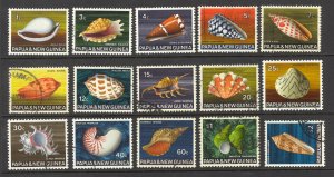 Papua New Guinea Sc# 265-279 SG# 137/51 Used 1968-1969 Sea Shells Complete Set