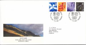 Great Britain FDC 1999 Scotland Scott #14-#17 Definitives Edinburgh cancel