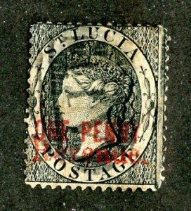1882 St Lucia Sc#20 double overprint error cv.$16 ( 8332 BCXX )