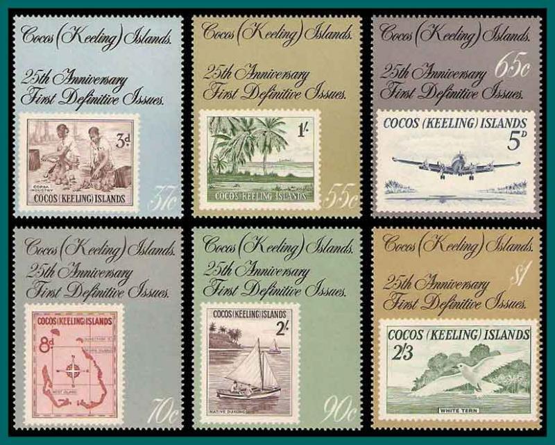 Cocos 1988 Stamp Anniversary, MNH  177-182,SG185-SG190