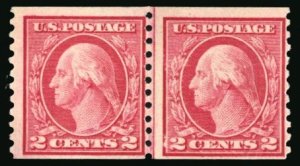 United States, 1910-30 #453 Cat$675, 1914 2c carmine rose, horizontal line pa...