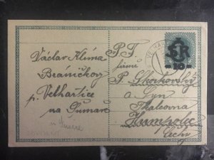 1919 Austria postal stationery postcard cover to Humpolec Czech Republic