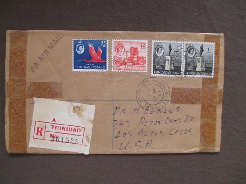 1967 Trinidad & Tobago To USA Registered Airmail Cover (UU16)