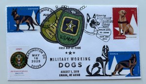 2025 Army 250th FDC Hand Drawn Paint Cachet 2019 Military Working Dogs 4 Cancels