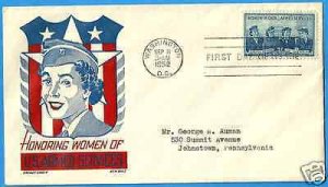 1013 - SERVICE WOMEN, 1952 CACHET CRAFT / BOLL FIRST DAY COVER