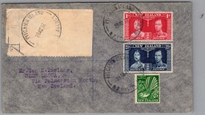 1937 British Pitcairn Island Registered Cover to Glen Oroua New Zealand