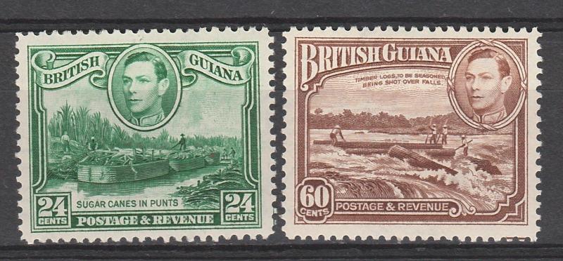 BRITISH GUIANA 1938 KGVI PICTORIAL 24C AND 60C