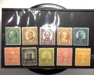 HS&C: Scott #581-591 1923 Perf 10 Issue Mint F NH US Stamp