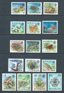 Seychelles #388-403 Less 398A (16 Values) NH Marine & Land Fauna & Flora Defins.