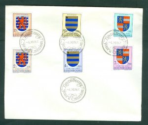 Luxembourg. 1957 FDC. Coats of Arms. Sc# B198-B203