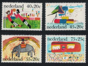 Netherlands Football Elephant Children's Paintings 4v 1976 MNH SG#1259-1262