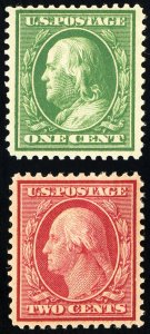 US Stamps # 357-8 MH VF 1¢ And 2¢ Bluish Paper Scott Value $180.00