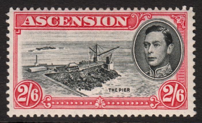 Ascension KGVI 1938 2s6d 2/6 Black Deep Carmine SG45c Mint