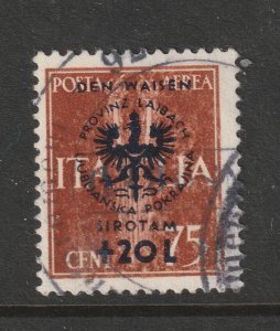 Slovenia German Occ. a 20L on 75c Charity stamp from 1944 USED???