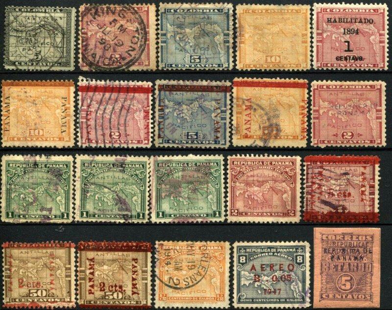 Colombia Panama Republic Postage Stamps Collection Used