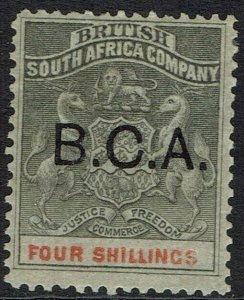 BRITISH CENTRAL AFRICA 1891 BCA OVERPRINTED ARMS 4/-