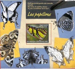 A0272 - CENTRAL AFRICA - MISSPERF 2014  stamp SHEET:  Nature BUTTERFLIES