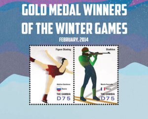 Gambia 2014 - Gold Medal Winter Games - Souvenir stamp sheet - Scott #3599 - MNH