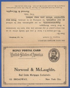 US UY1 1c + 1c Grant Double postal card, 1897 New York City Flag cancel