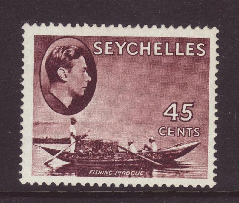 1942 Seychelles 45c Purple-Brown Ord Paper Mint SG143b