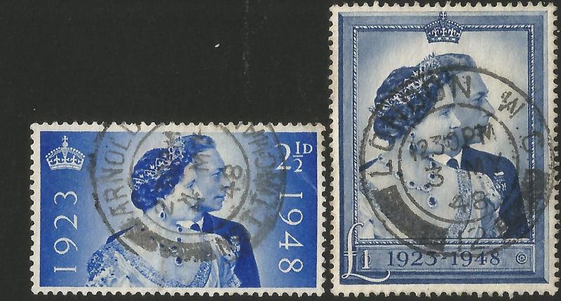 1948 Royal Silver Wedding, SG493-SG494, fine used set.