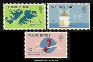 Falkland Islands Scott 257-259 Mint never hinged.