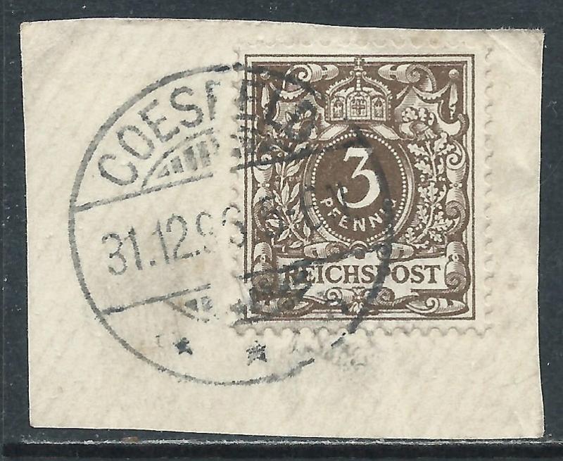 Germany, Sc #46, 3pf Used on Piece (COESFELD CDS)