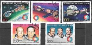 Upper Volta 1975  Set of 5.  Space Apollo Soyuz. Astronauts