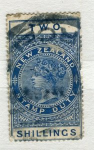 NEW ZEALAND; 1900s early classic QV Stamp Duty fine used 2s. value