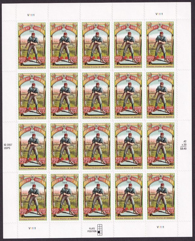 Scott #4341 Take Me Out To The Ball Game Sheet Of 20 Stamps - MNH