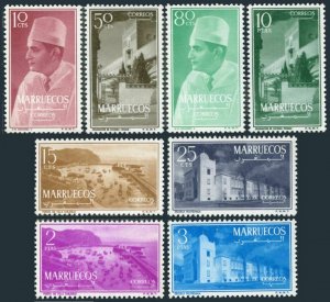 Morocco Northern Zone 1-8,MNH. Sultan Mohammed,Villa Sanjurjo Harbor,School,1956