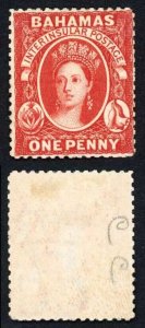 Bahamas SG33 1d Scarlet-Vermilion wmk Crown CC Perf 14 Mint no gum Cat 75 pounds