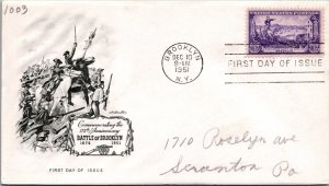 FDC 1951 SC #1003 Artmaster Cachet -Brooklyn, Ny - Single - J4039