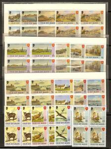 Isle of Man   12-27 MNH 1973 Pictorial Defins Blocks