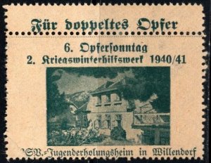 1940 Germany Poster Stamp Double Sacrifice 2nd War Winter Relief Organization