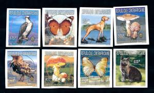 [93777] Central African Rep. 1996-1997 Animals Mushrooms Birds Dog Imperf. MNH