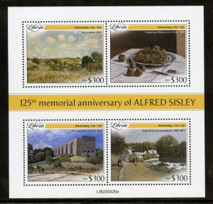 LIBERIA 2023 125th  MEMORIAL ANNIVERSARY OF ALFRED SISLEY PAINTINGS SHT MINT NH