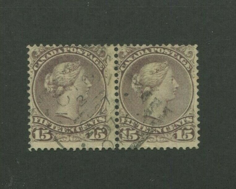 1868 Canada Postage Stamp #29 Used Pair Postal Canceled 