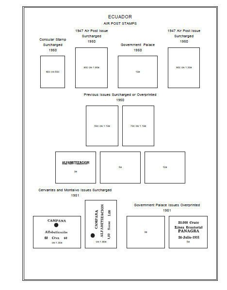  PRINTED ECUADOR AIRMAIL 1928-1983 STAMP ALBUM PAGES (102 pages)