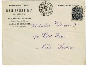 French Guiana 1916 Cayenne cancel on cover to the U.S., Scott 61