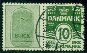 DENMARK (RE19) 10ore green BUICK advertising pair, used