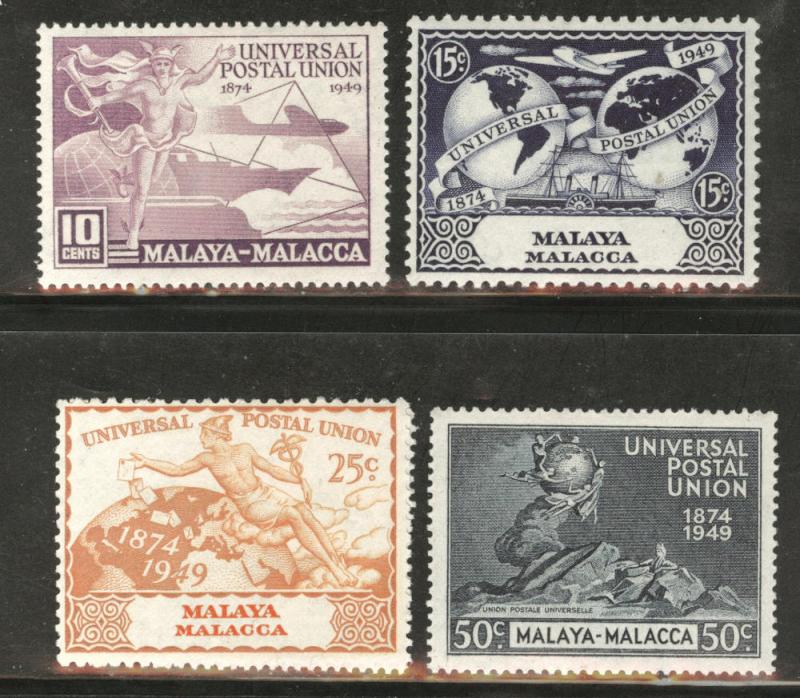 Malaya Malacca Scott 18-21 MH* 1949 UPU stamp set