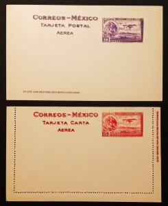 Mexico postal stationary airpost 10 & 15c coat of arms & airplane unused as seen